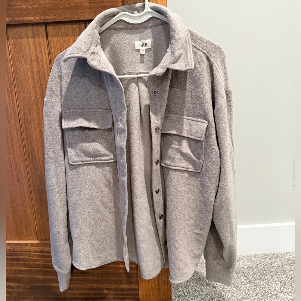 BKE Gray Soft Fleece Button Down Shirt Size XS